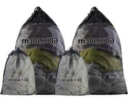 Grote Waszakken met Trekkoord: 4 Stuks voor Kleding, Dekbedhoezen, Reizen en Speelgoed (30x40/60x90cm)