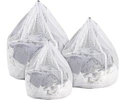 Thijox - Fousenuk Waszakken, Grote Waszak voor Wasmachine, Herbruikbare Netzak met Trekkoord, Ideaal voor Kleding, Sint, Feest of Camping, 3 Stuks, Wi