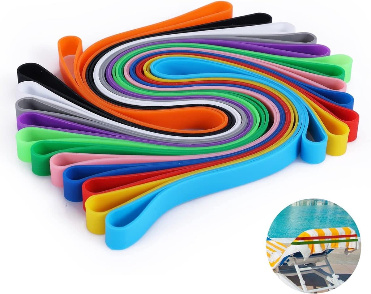 12 Stuks Handdoekbanden Clips, Rekbaar Strandhanddoekclips — afbeelding 1