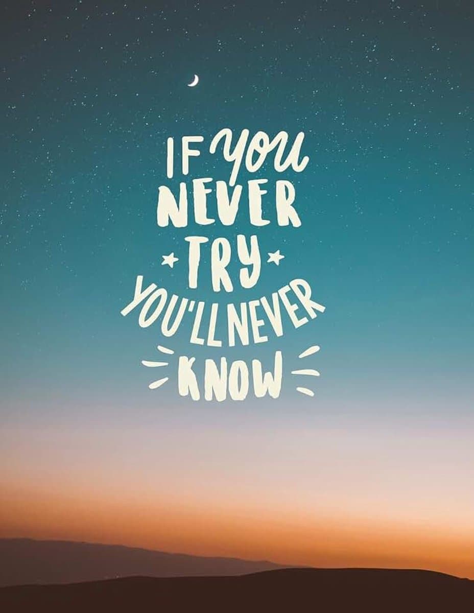 You never try, you'll never know: Inspirational quote notebook Personal notes Daily diary Office supplies | 8.5 x 11 - big notebook | 150 pages | College ruled — afbeelding 1