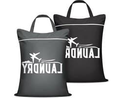 Grote Waszak - Reis Waszak - Kleding Sorteren - Waterdicht Materiaal - 2 Stuks - Zwart Grijs