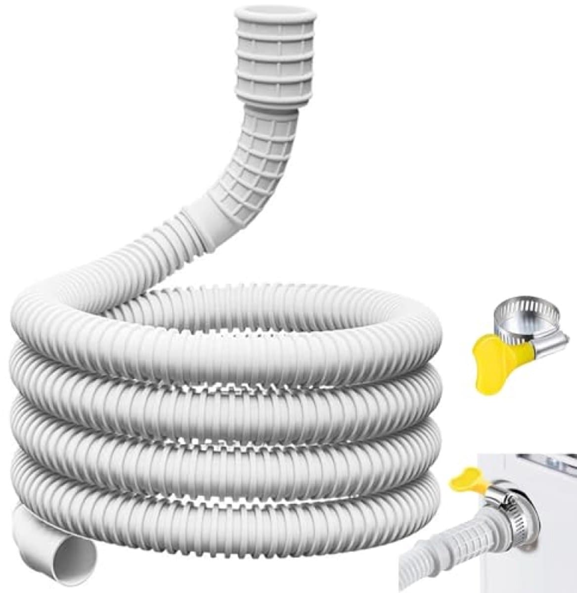 PromoHome Flexibele afvoerslang voor airco en luchtontvochtiger, 3 m, wit, anti-knel, incl. rubberen adapter — afbeelding 1