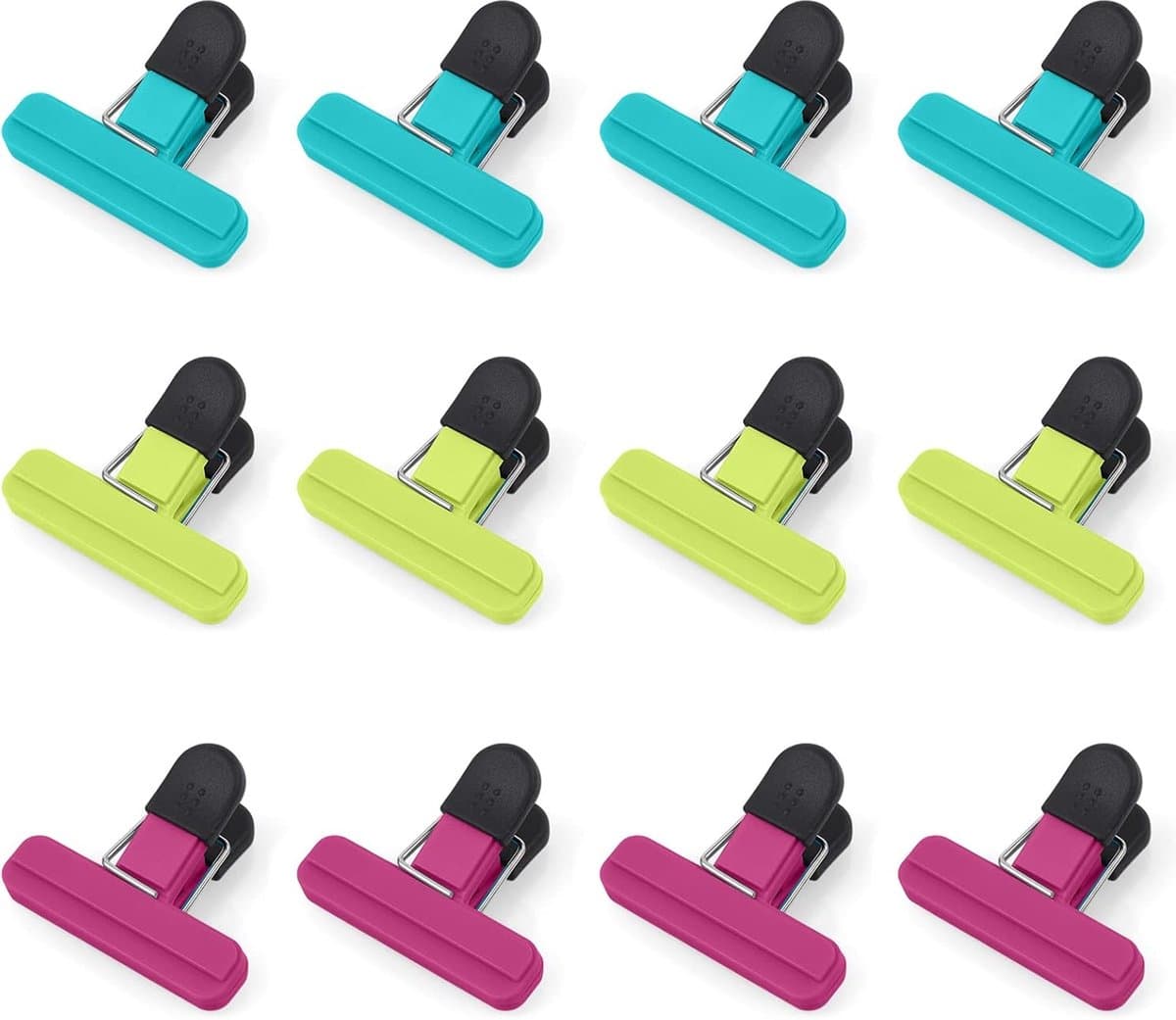 12 stuks kleine sluitklemmen, kunststof voedselklemmen, zakclips, voedselzakclips, vershouden chipclips, zakclips voor geopende snackzakken, koffie en midden van het leven (7,7 x 6,5 cm) — afbeelding 1