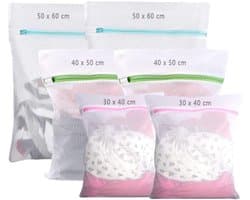 6 Stuks Waszakken Set - 3 Verschillende Maten (30x40 cm, 40x50 cm, 50x60 cm) - Beschermt Delicate Kleding in de Wasmachine - Verborgen Rits - Duurzaam Polyester - Transparant