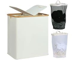 Dubbele Wasmand - 140 Liter - Bamboe - 2 Secties