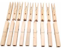 Grote 18-delige houten wasknijpers voor kleding en ambachten - 9,5 cm lange veerclips