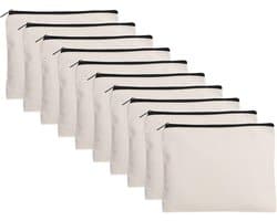 Zipper Fabric Bags - Set van 10 Lege Canvas Tassen voor Creatieve Projecten en Organisatie - 13x10cm