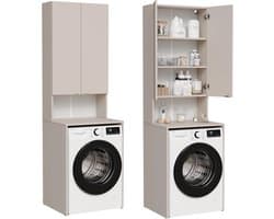 Hoge Wasmachinekast voor Boven de Wasmachine en Droger - Badkamer Kast Ruimtebesparend